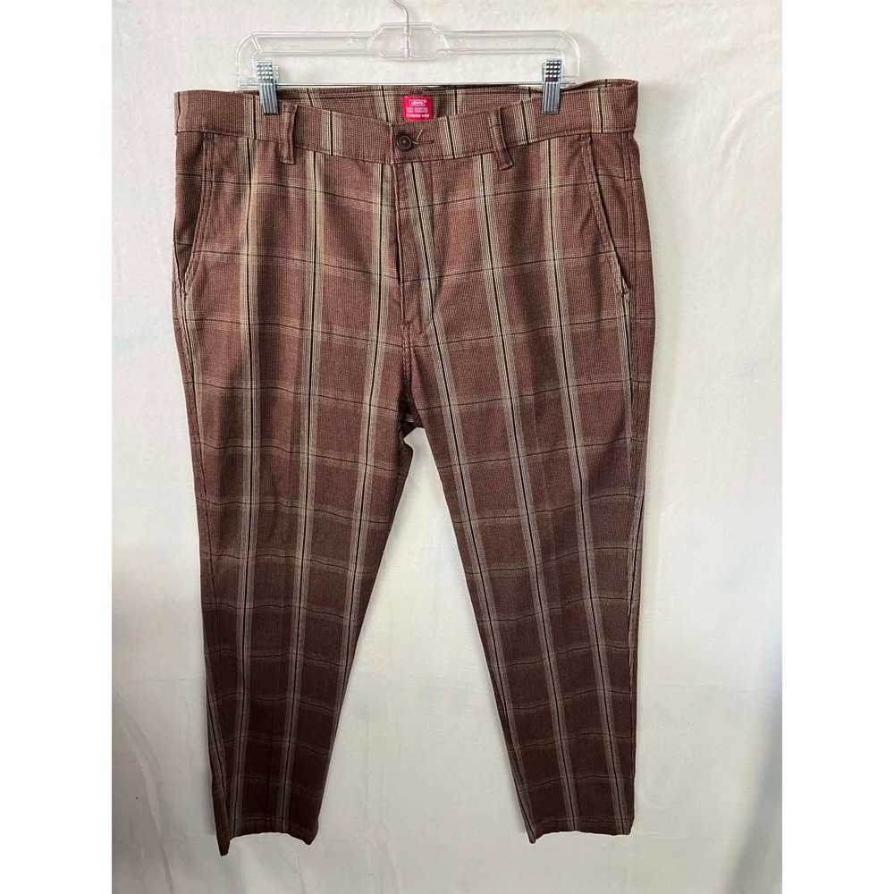 Levis XX Chino Standard Taper Brown Plaid Pants Mens 36x30 85226-0115